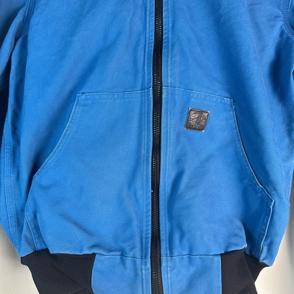 Rare Vintage Carhartt Canvas Hooded Jacket In Blue J360 ELB Size Small - Picture 5 of 10